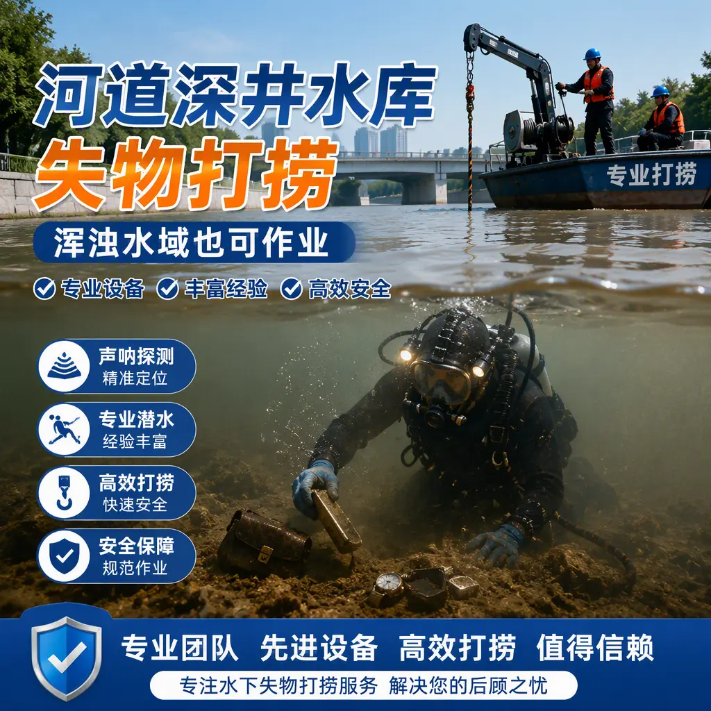 河道深井水库失物打捞，浑浊水域也可作业华龙