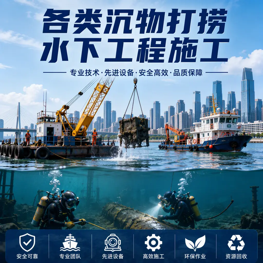华龙各类沉物打捞，水下工程施工